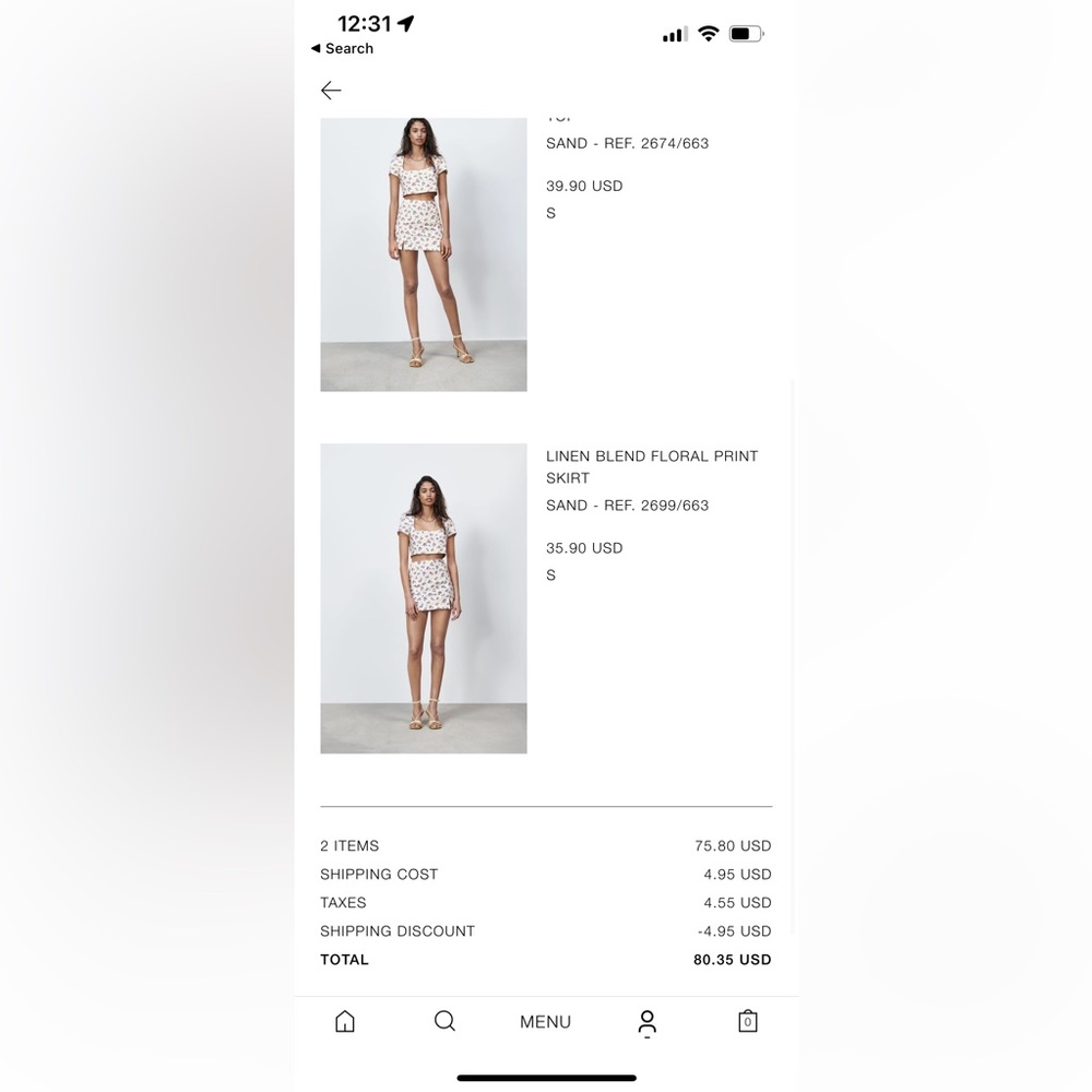 Zara two piece set